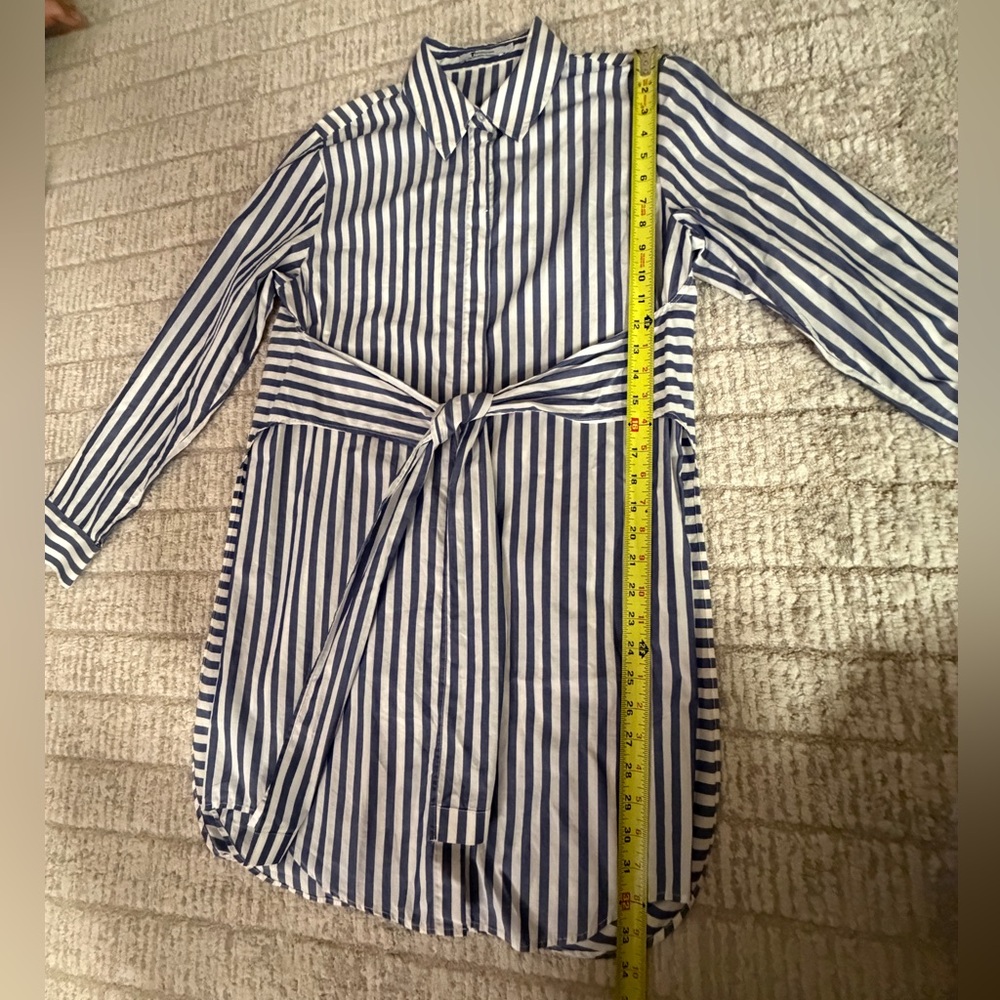 T Alexander Wang Blue/White Striped Shirt button down long sleeve shirt dress s2 - Picture 6 of 11